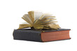 two old books with magnifying glass