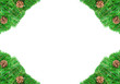 Christmas green framework with Pine needles and cones isolated Christmas green framework with Pine needles and cones isolated