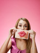 businesswoman sending big kiss