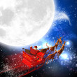 Weihnachtsmann mit Rentierschlitten im Weltall