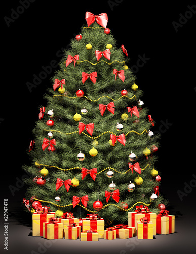 quot weihnachtsbaum mit roten schleifen 3d render quot stockfotos quot weihnachtsbaum mit roten schleifen 3d render quot stockfotos