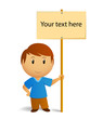 Vector cartoon men holding advertising poster panel