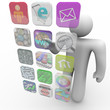 Apps on Projected Touch Screen - Man Chooses One