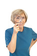 Funny senior woman with magnifier Funny senior woman with magnifier