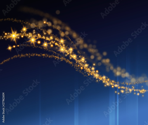Illustration: Goldener Feuerwerk auf blauem Hintergrund Goldener Feuerwerk auf blauem Hintergrund