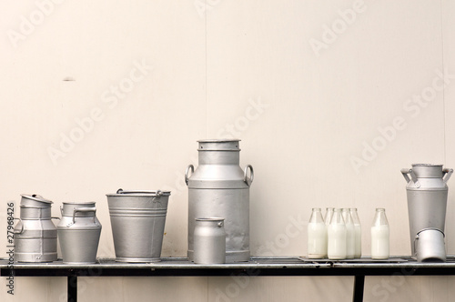 Photo: Old milk jugs, cans, bottles and bucket Old milk jugs, cans, bottles and bucket