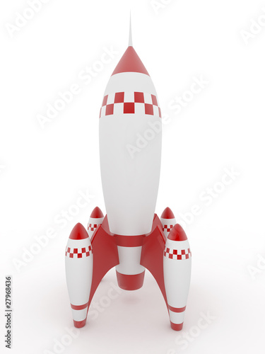 Illustration: Model of rocket on white isolated background Model of rocket on white isolated background