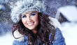 Beauty woman  in the winter scenery