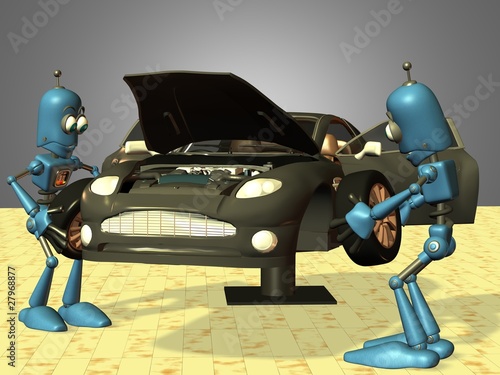Illustration: Roboter in der Fahrzeugmontage Roboter in der Fahrzeugmontage