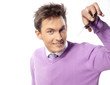man portrait with scissors