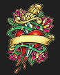 Heart and Dagger Tattoo Illustration