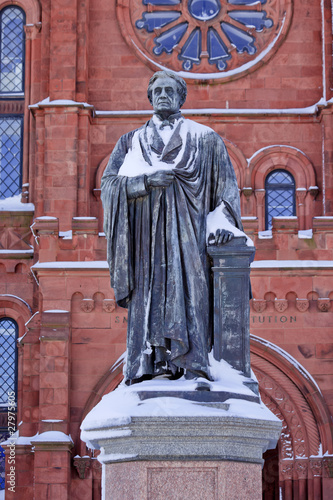 Photo: Smithson Statue After the Snow Smithsonian Castle Washington DC Smithson Statue After the Snow Smithsonian Castle Washington DC