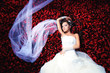 bride with a lot of flowers bride with a lot of flowers