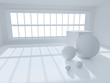 imagen 3d de interior con objetos geometricos