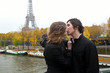 Photo: Couple in Paris, kissing at rain Couple in Paris, kissing at rain