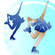 Stylized illustration of woman figure skating
