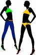 A couple of young girls working as fashion models