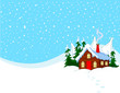 Little house in snowy hills
