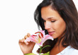 Brunette smelling stargazer lily Brunette smelling stargazer lily
