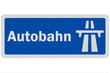 Photo realistic detailed 'Autobahn' sign, isolated on white