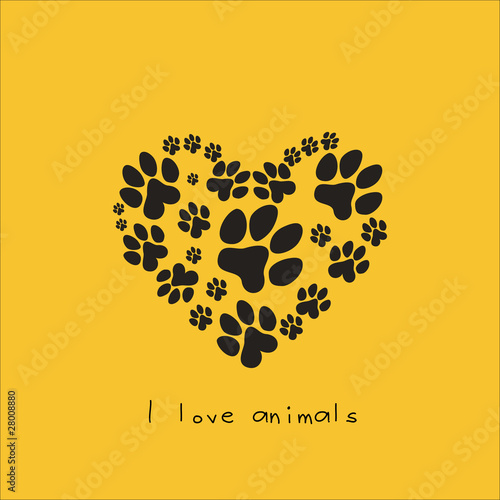 Vector: I love animals concept I love animals concept