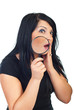 Surprised woman with acne