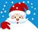 Happy Santa Claus pointing at blank sign for writing