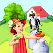 Little girl with summer fruits