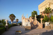 Wide stair is decorated statues of goddesses Wide stair is decorated statues of goddesses