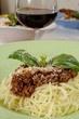 spaghetti bolognese-red wine