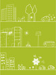three green banners