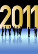 New business year 2011 big sign with people interacting
