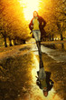 Woman at autumn walking