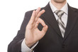Business man's hand make OK isolated on white background