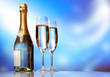 Champagne glasses on celebration table