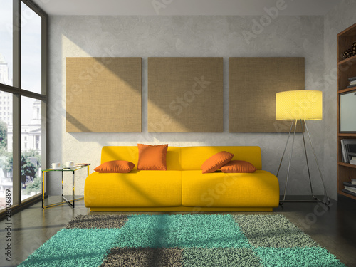 Illustration: View on the comfortable living-room View on the comfortable living-room