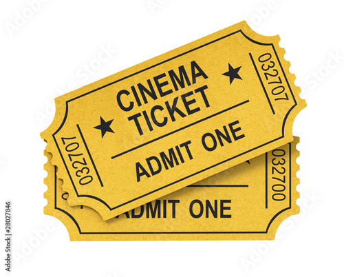 Illustration: Cinema ticket on white background Cinema ticket on white background