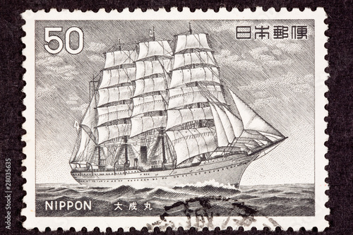 Photo: Japanese Postage Stamp Taisei Maru Steam Powered Tall Ship Japanese Postage Stamp Taisei Maru Steam Powered Tall Ship