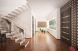 Flur mit Treppe Interior 3d render Flur mit Treppe Interior 3d render