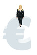 woman sitting on euro symbol