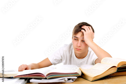 Photo: bored and tired student after hard work bored and tired student after hard work