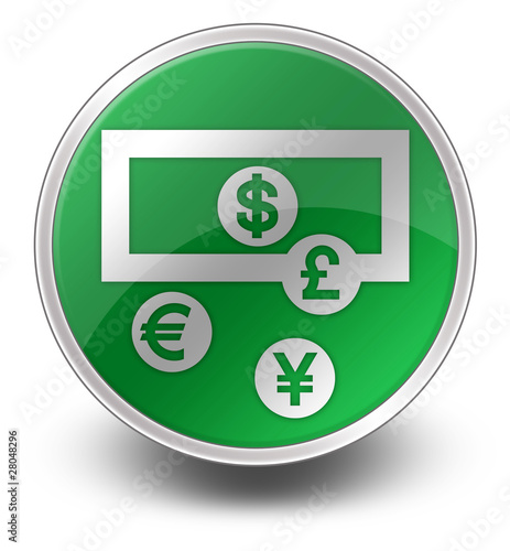 Illustration: Glossy Green Icon "Currency Exchange" Glossy Green Icon "Currency Exchange"