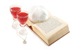 Photo: Jewish holiday still life with torah,wine glasses,david star Jewish holiday still life with torah,wine glasses,david star