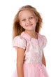 little girl in a pink elegant dress.