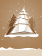 Folded paper Christmas tree greeting card