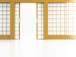 Illustration: Open door in Japanese style on a white background Open door in Japanese style on a white background