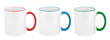 opaque color mugs isolated on white
