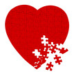 Broken heart puzzle isolated on white