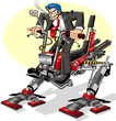 Businessman on sci-fi vehicle