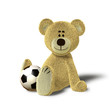 Nhi Bear Sitting on the Floor with a Ball, Side